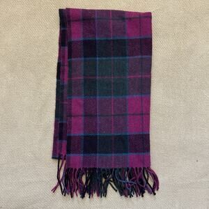 Foxford Ireland Lambs Wool Plaid Large Scarf 19x72”